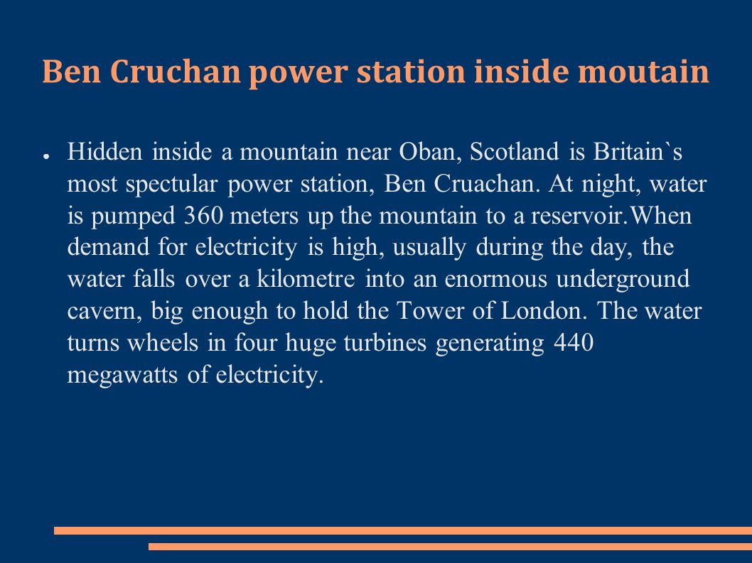 Ben Cruchan power station inside moutain ● Hidden inside a mountain near Oban, Scotland is Britain`s most spectular power station, Ben Cruachan.