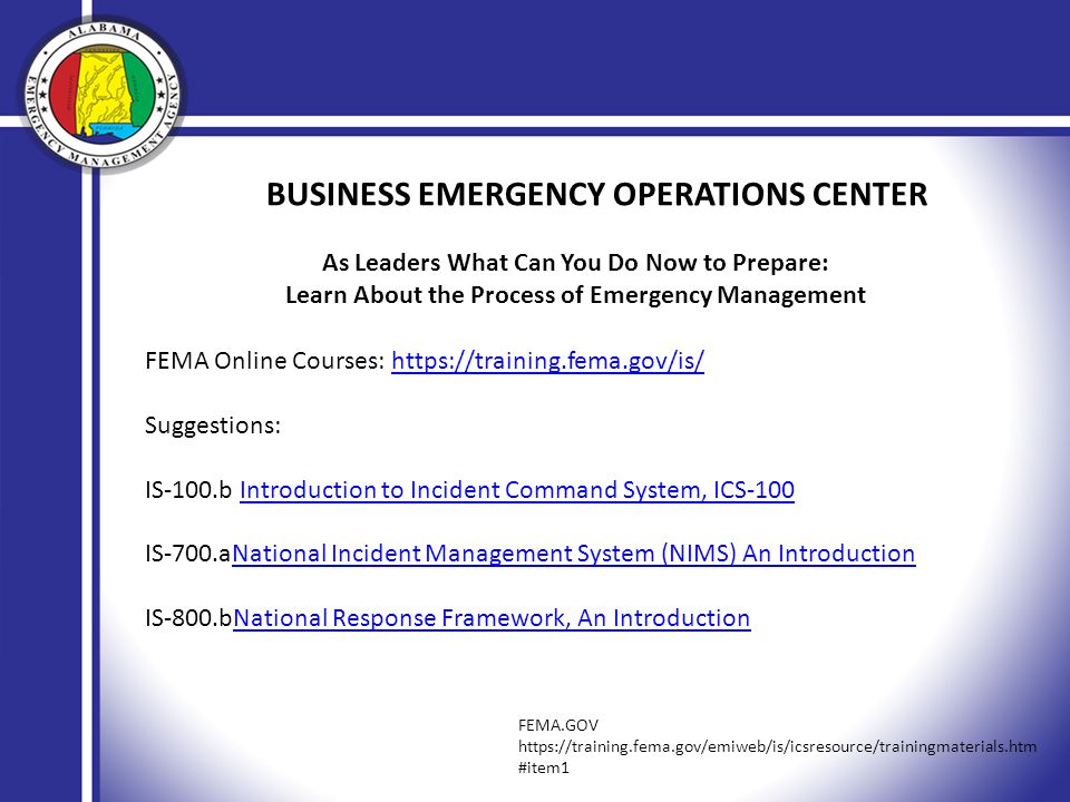 BUSINESS EMERGENCY OPERATIONS CENTER A DECADE OF DISASTER S