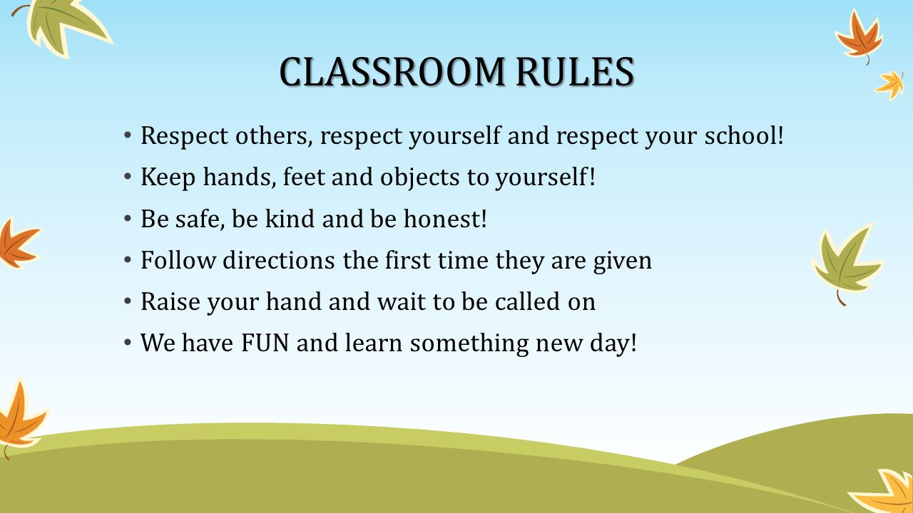 CLASSROOM RULES Respect others, respect yourself and respect your school.