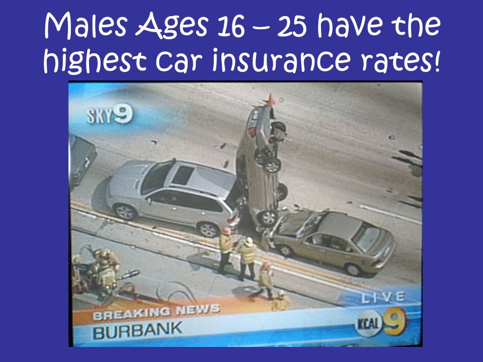 Males Ages 16 – 25 have the highest car insurance rates!