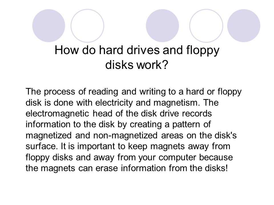 How do hard drives and floppy disks work.