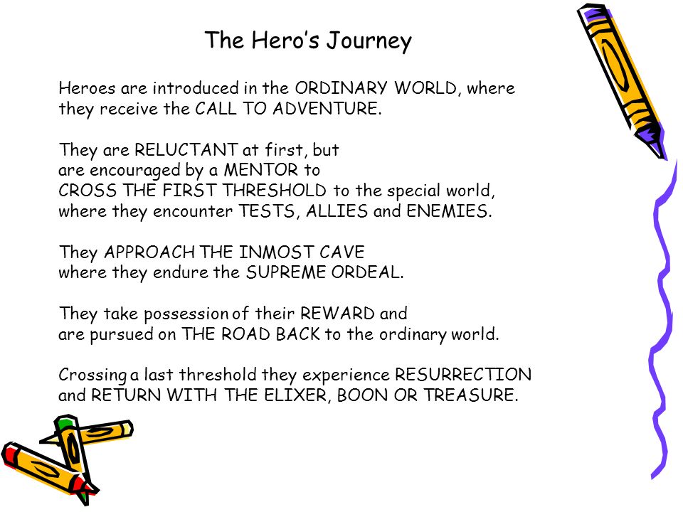 The Hero’s Journey Heroes are introduced in the ORDINARY WORLD, where they receive the CALL TO ADVENTURE.