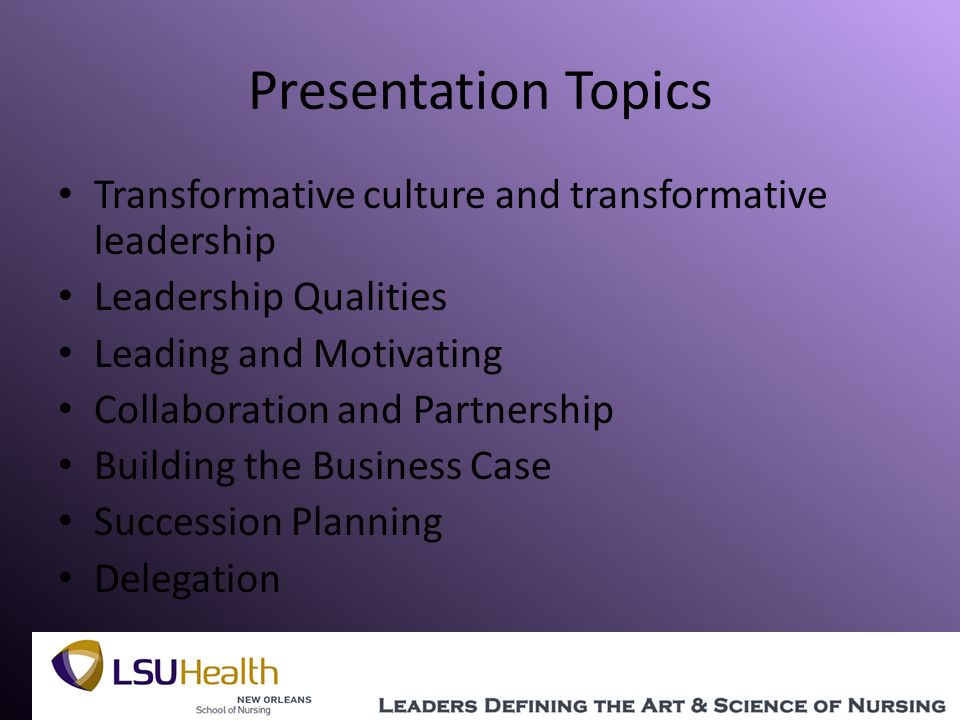 nursing leadership topics