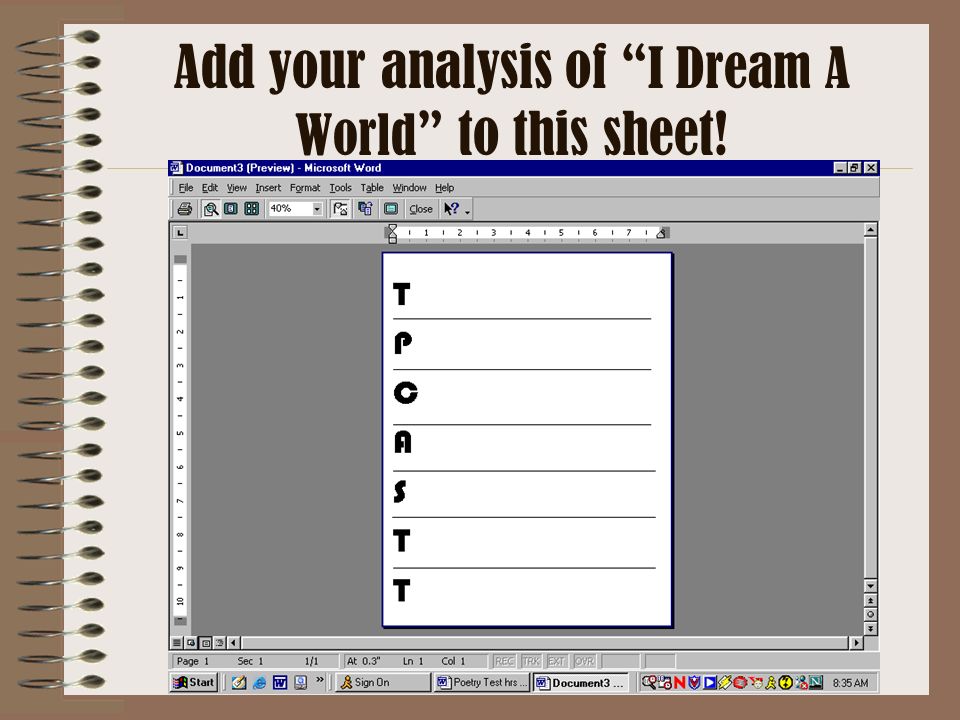 Add your analysis of I Dream A World to this sheet!