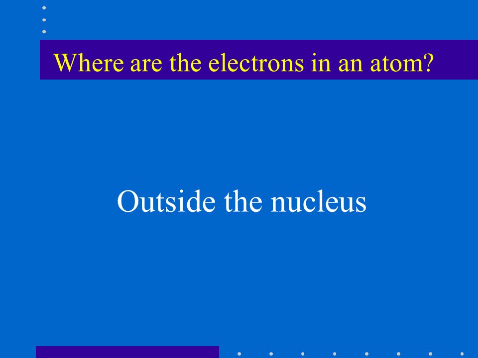 Where are the electrons in an atom Outside the nucleus