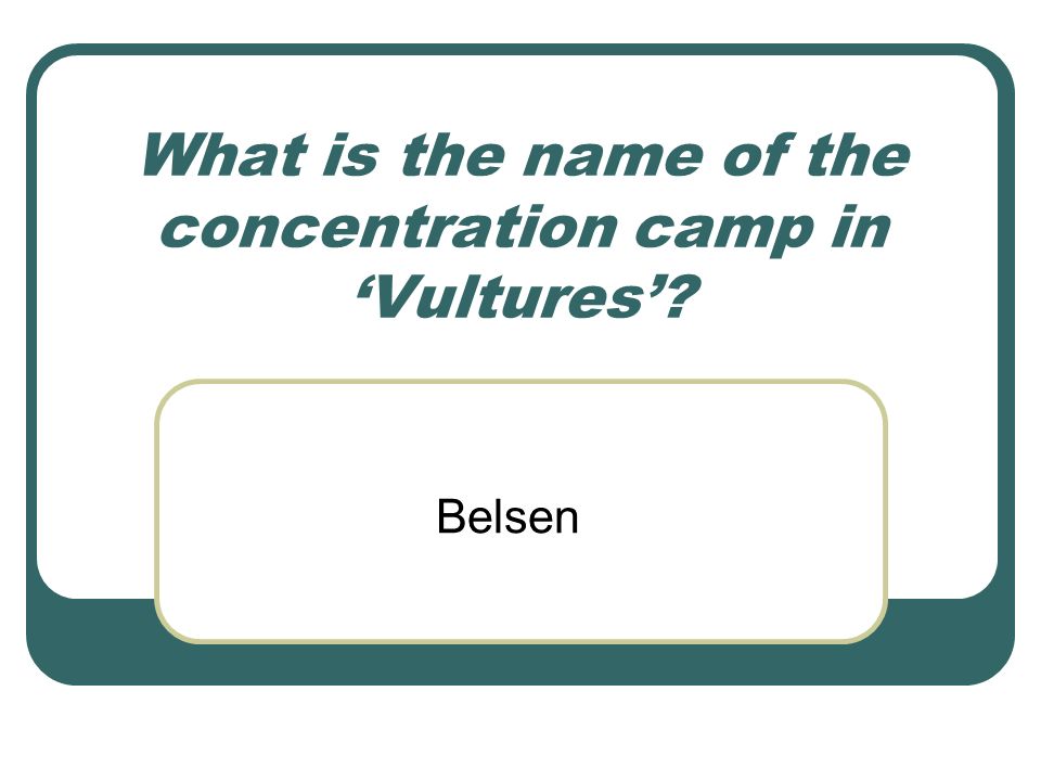 What is the name of the concentration camp in ‘Vultures’ Belsen
