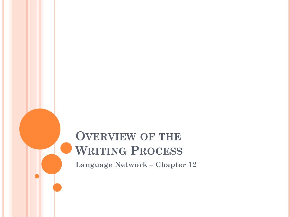 O VERVIEW OF THE W RITING P ROCESS Language Network – Chapter 12