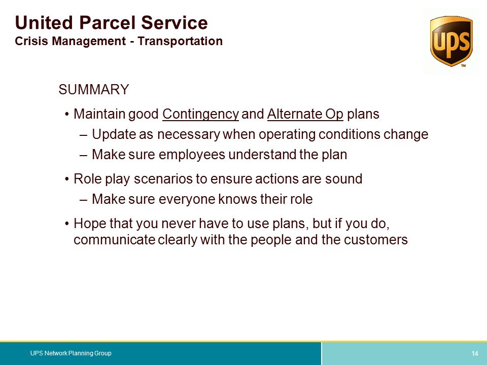Role of customer service ups