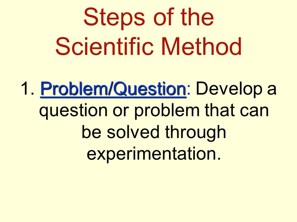 Steps of the Scientific Method Problem/Question 1.