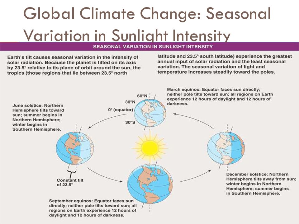 Global Climate Change: Seasonal Variation in Sunlight Intensity