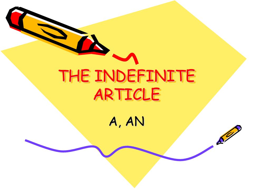 THE INDEFINITE ARTICLE A, AN