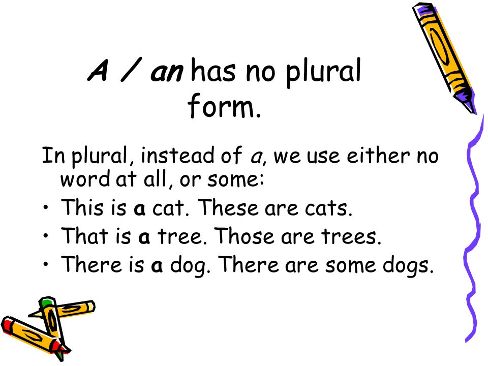 A / an has no plural form.