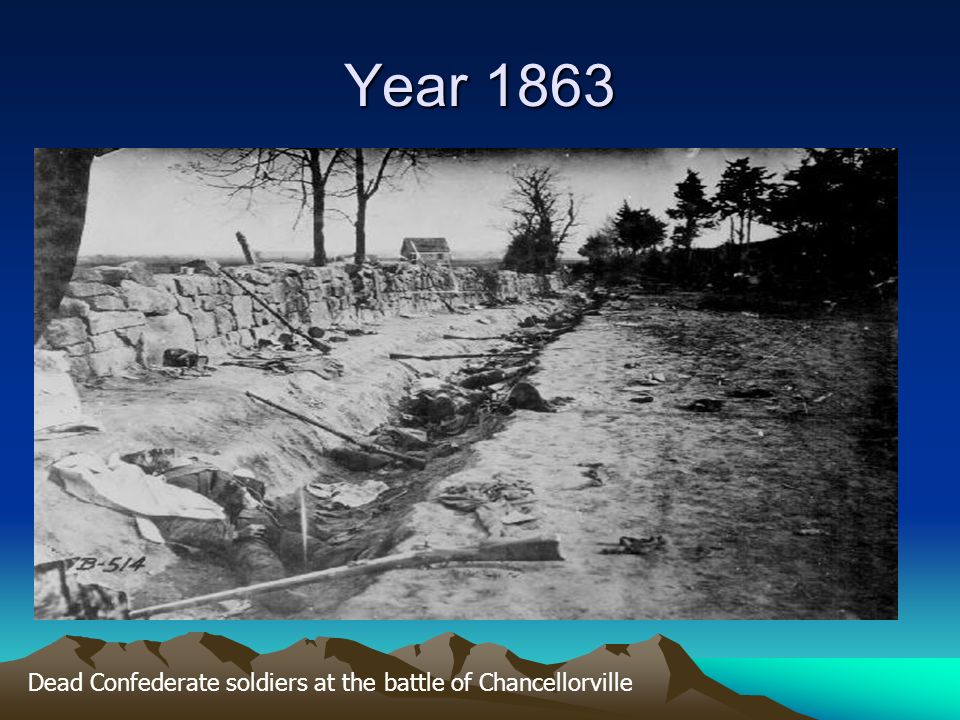 Year 1863 Dead Confederate soldiers at the battle of Chancellorville