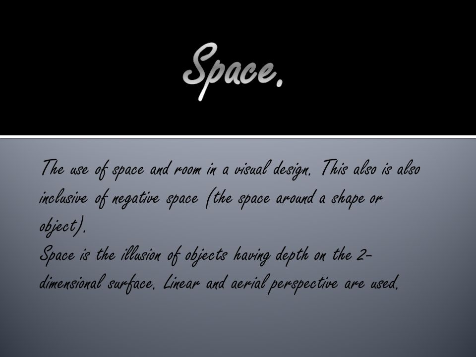 The use of space and room in a visual design.