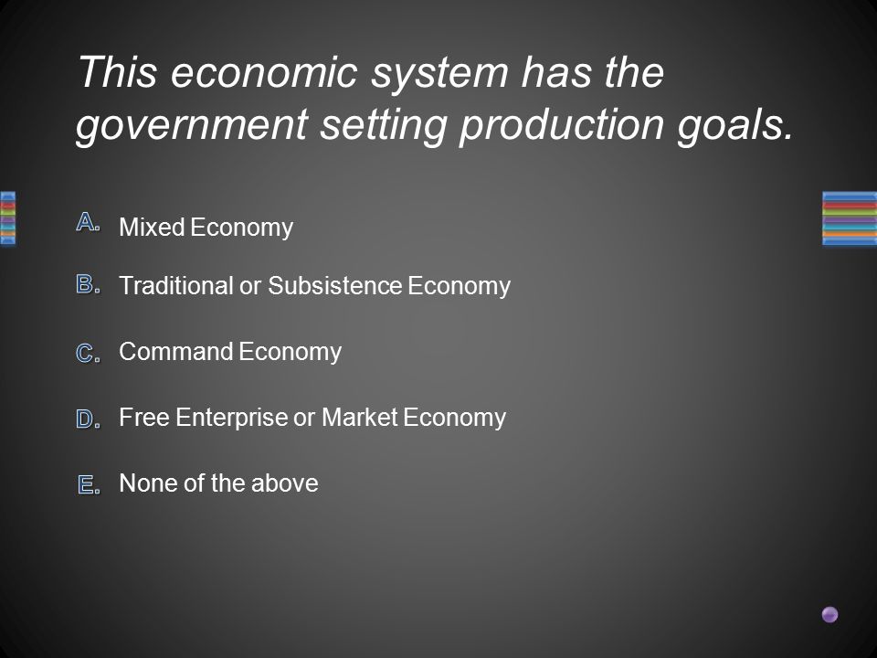 This economic system has the government setting production goals.