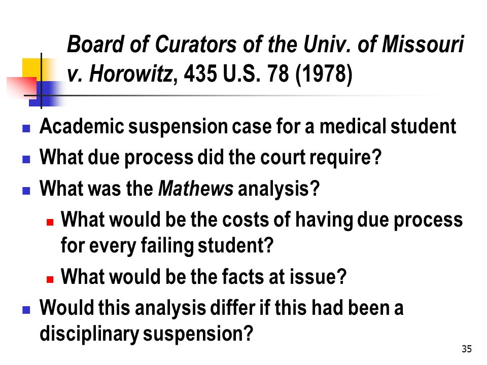 35 Board of Curators of the Univ. of Missouri v. Horowitz, 435 U.S.