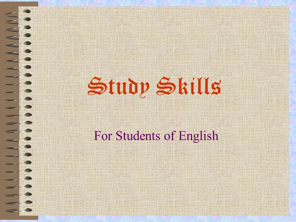 Study Skills For Students of English