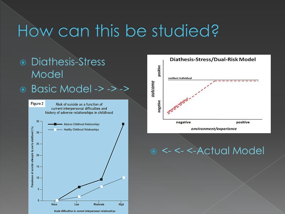 Diathesis-Stress Model  Basic Model -> -> ->  <- <- <-Actual Model