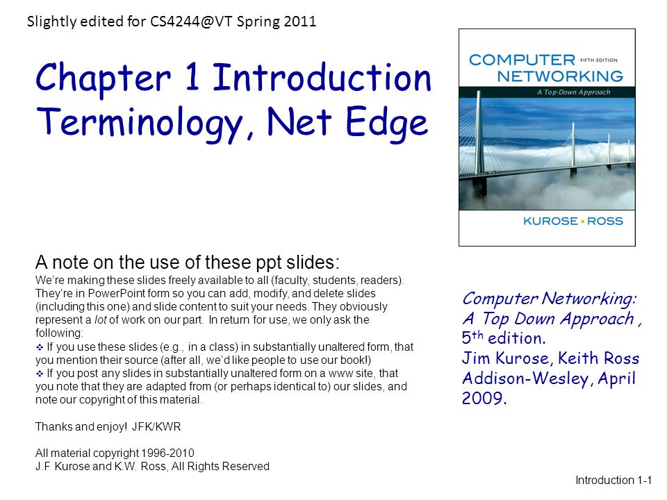 chapter 1 introduction terminology net edge computer computer networking a top down approach