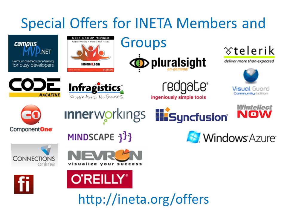 Special Offers for INETA Members and Groups