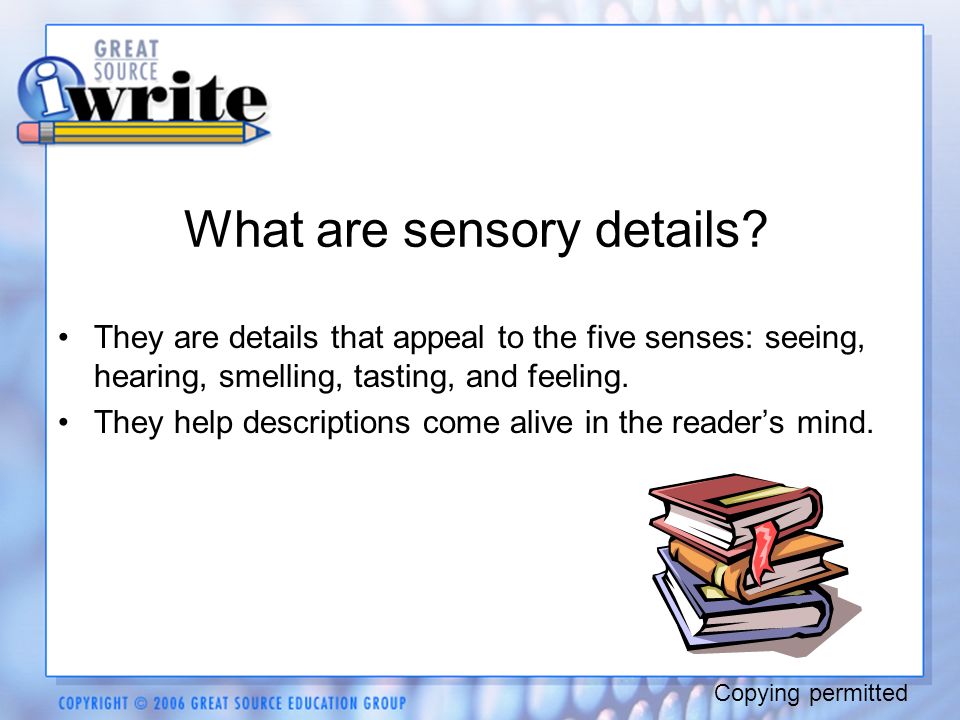 What are sensory details.
