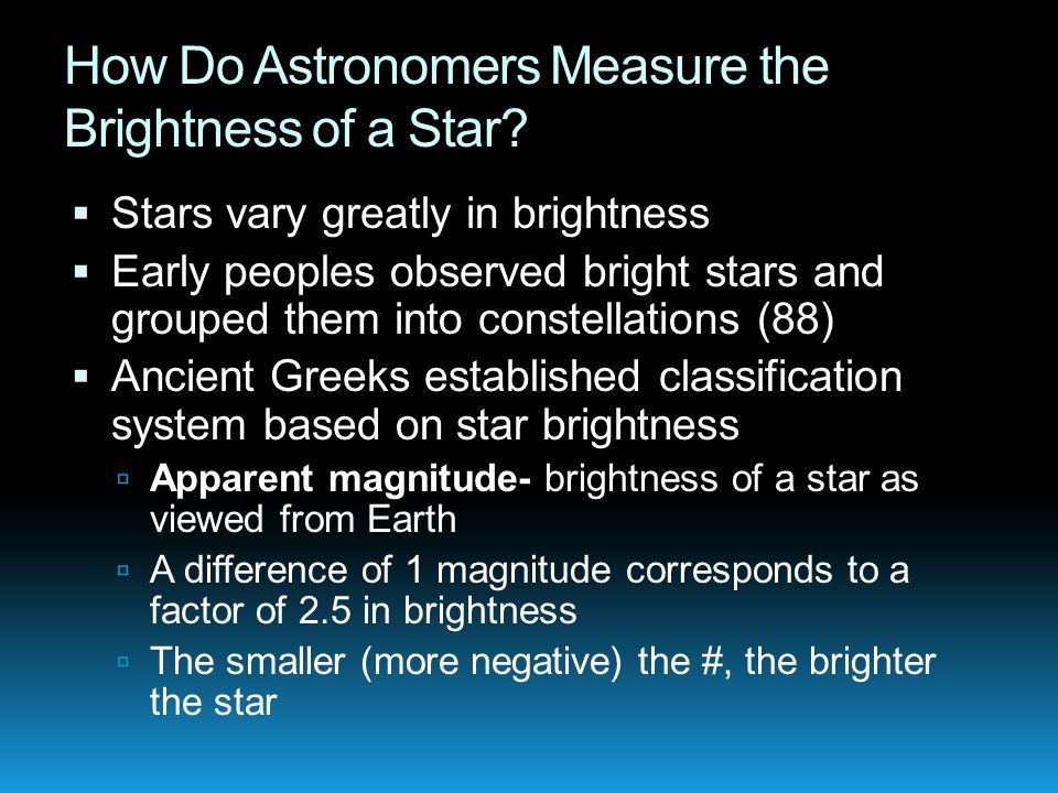 Measuring the Brightness of Stars