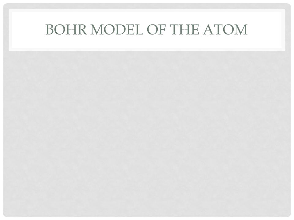 BOHR MODEL OF THE ATOM