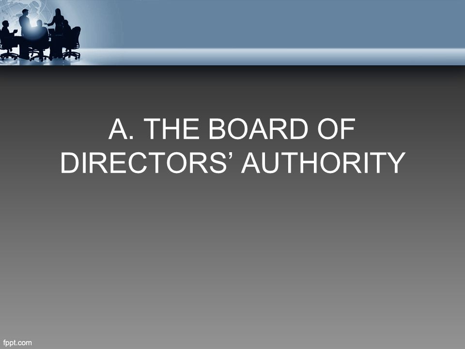 A. THE BOARD OF DIRECTORS’ AUTHORITY