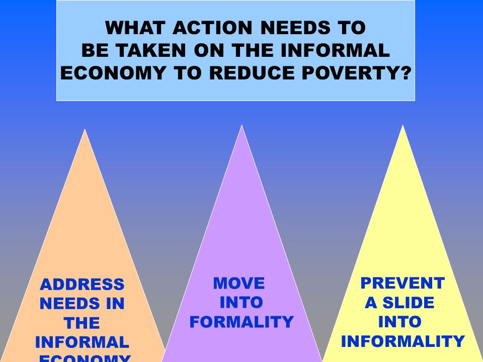 WHAT ACTION NEEDS TO BE TAKEN ON THE INFORMAL ECONOMY TO REDUCE POVERTY.
