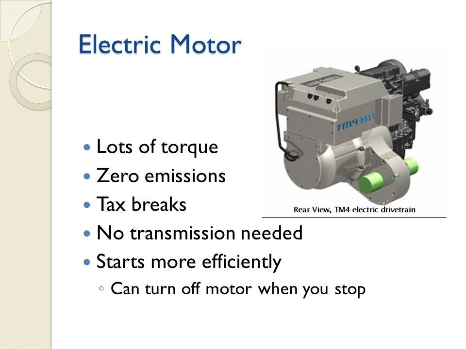 Advancements In Hybrid Engine Technology Introduction Definition 5 Electric Motor Lots Of Torque Zero Emissions Tax Breaks No Transmission Needed Starts More Efficiently Can Turn Off When You Stop