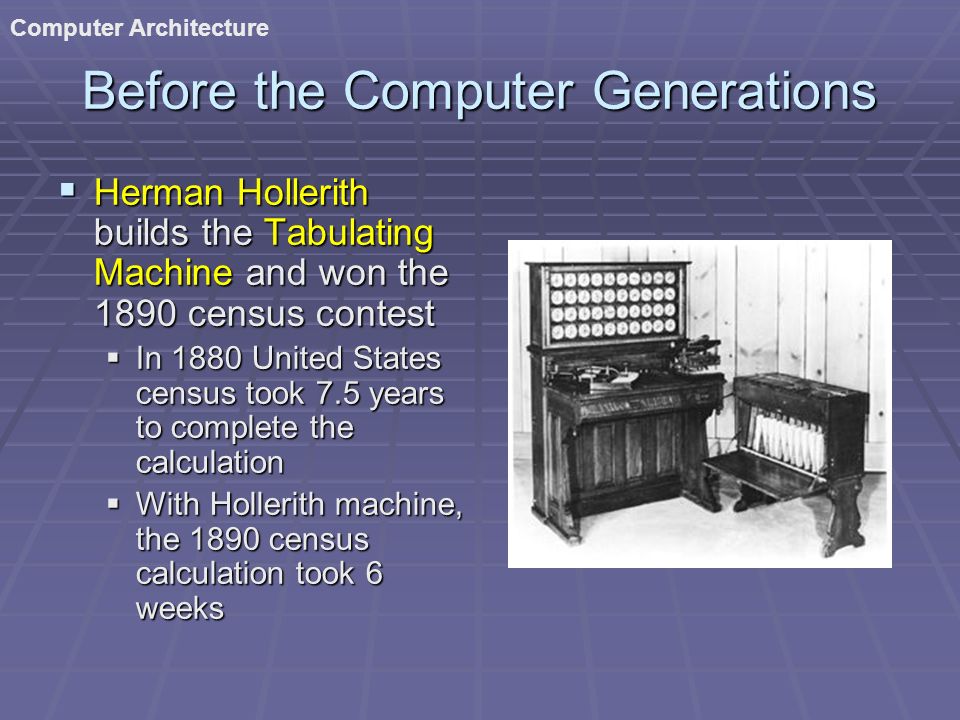 Computer Architecture Computer Generations  First Generation (1945 – 1955)  Second Generation (1955 – 1965)  Third Generation (1965 – 1975)  Fourth. - ppt download