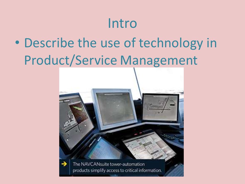 Intro Describe the use of technology in Product/Service Management