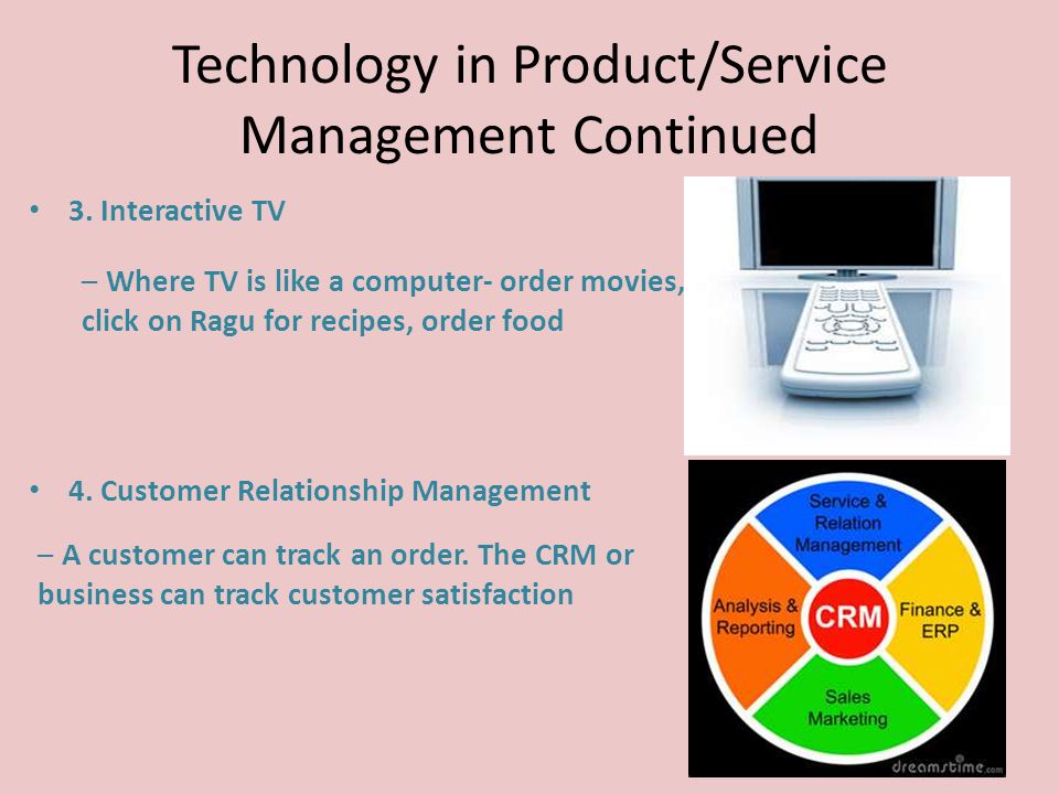Technology in Product/Service Management Continued 3.