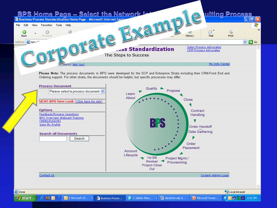 BPS Home Page – Select the Network Integration & Consulting Process Document Select Network Integration & Consulting