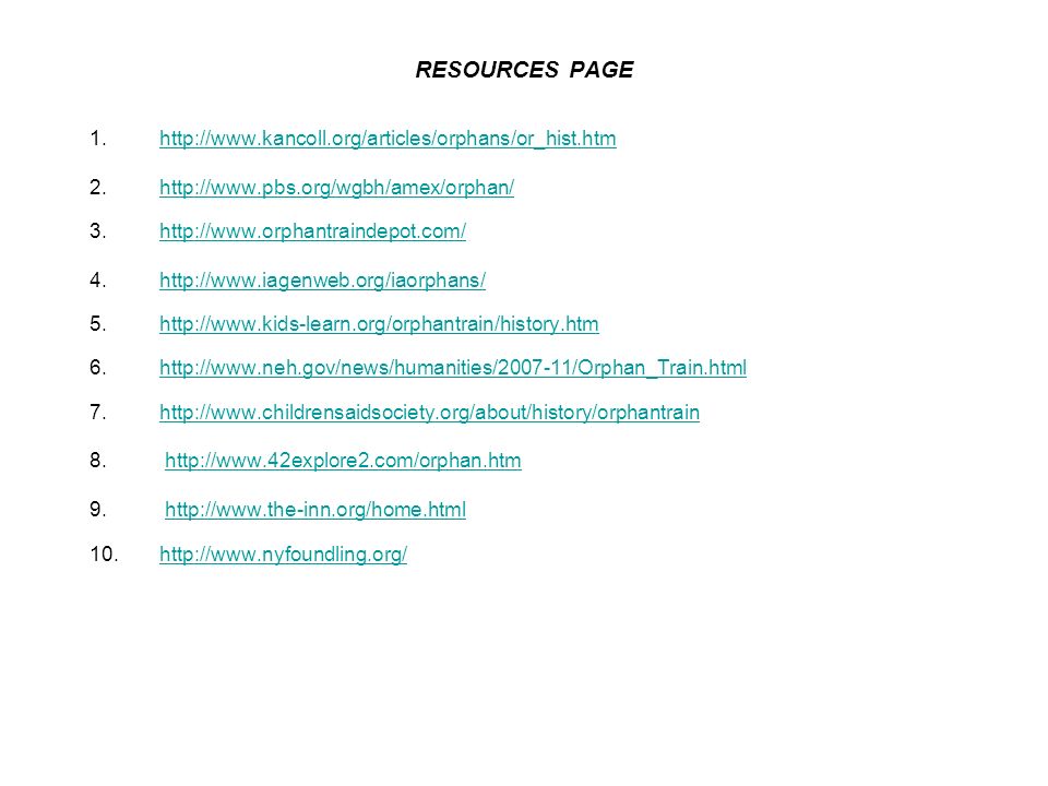 RESOURCES PAGE