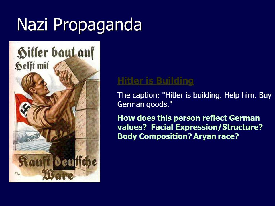 Nazi Propaganda Hitler is Building The caption: Hitler is building.