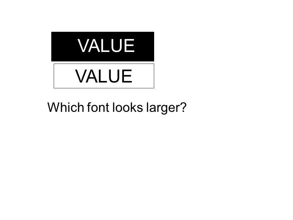 VALUE Which font looks larger VALUE