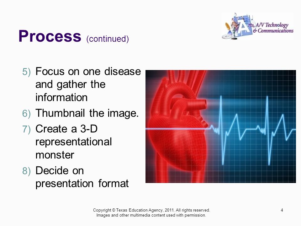 Process (continued) 5) Focus on one disease and gather the information 6) Thumbnail the image.