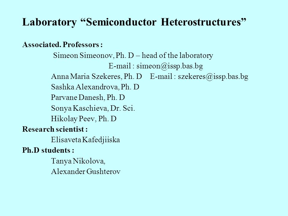 Laboratory Semiconductor Heterostructures Associated.