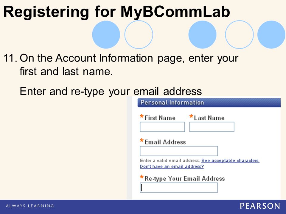11.On the Account Information page, enter your first and last name.