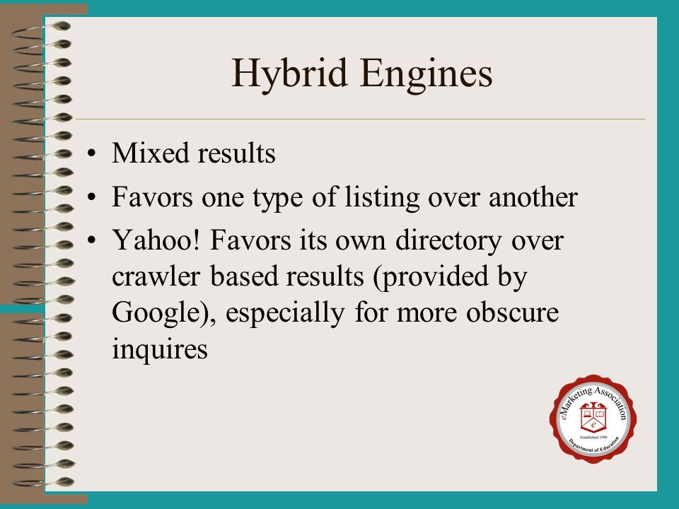 Hybrid Engines Mixed results Favors one type of listing over another Yahoo.