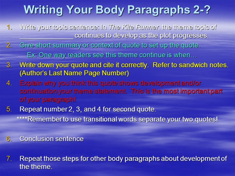 Writing Your Body Paragraphs 2-.