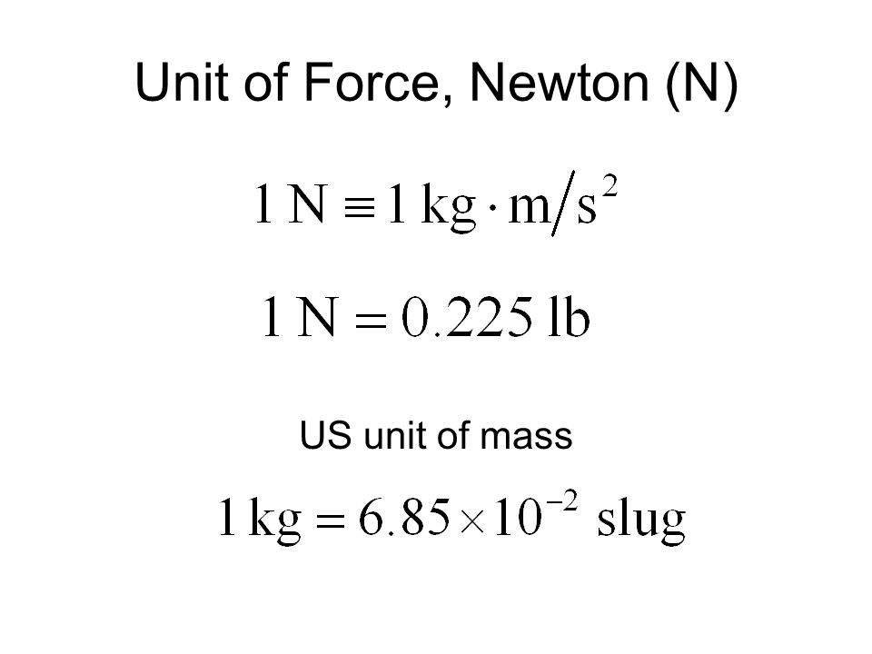 Unit of Force, Newton (N) US unit of mass