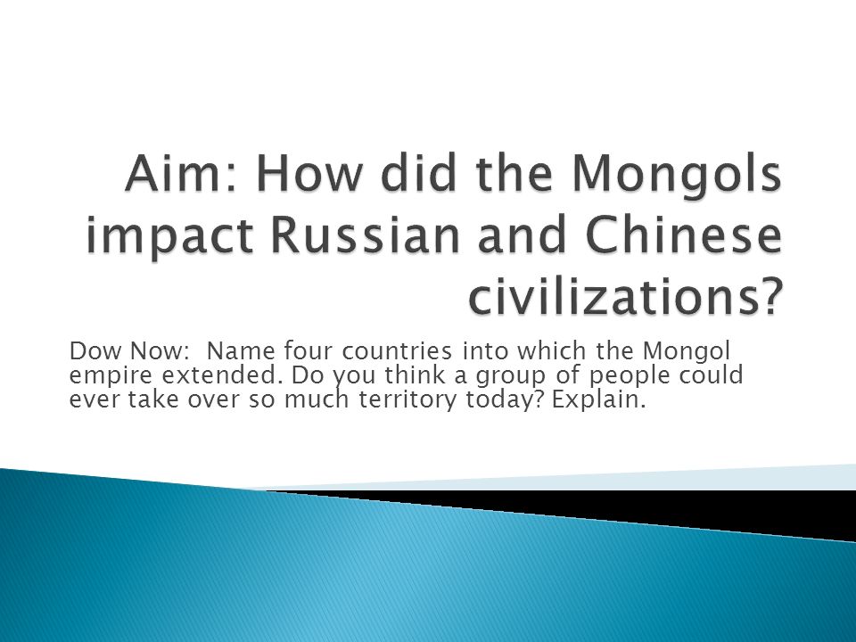 Dow Now: Name four countries into which the Mongol empire extended.
