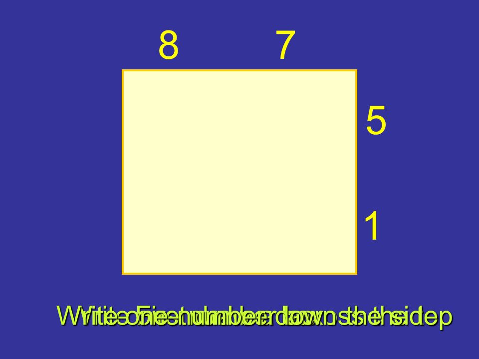 First draw a box Write one number across the top Write one number down the side