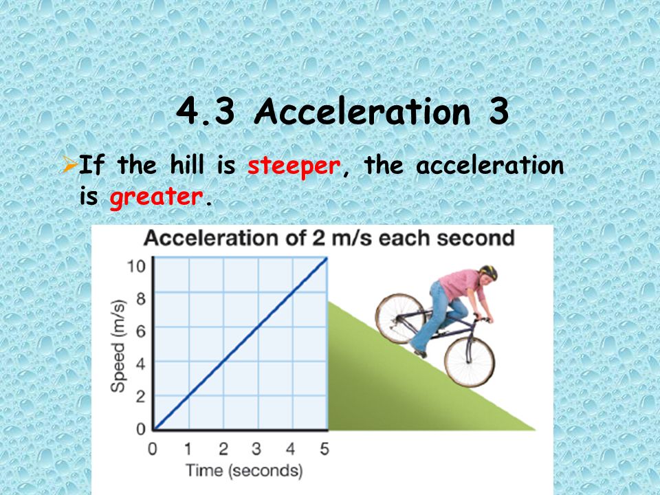 4.3 Acceleration 3  If the hill is steeper, the acceleration is greater.