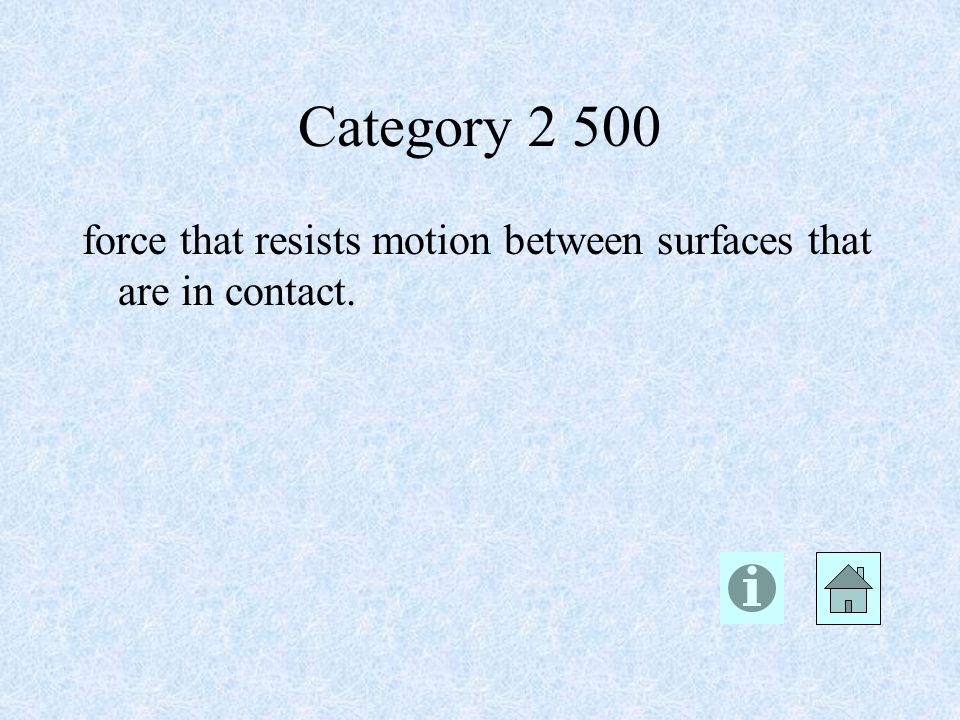 Category force that resists motion between surfaces that are in contact.