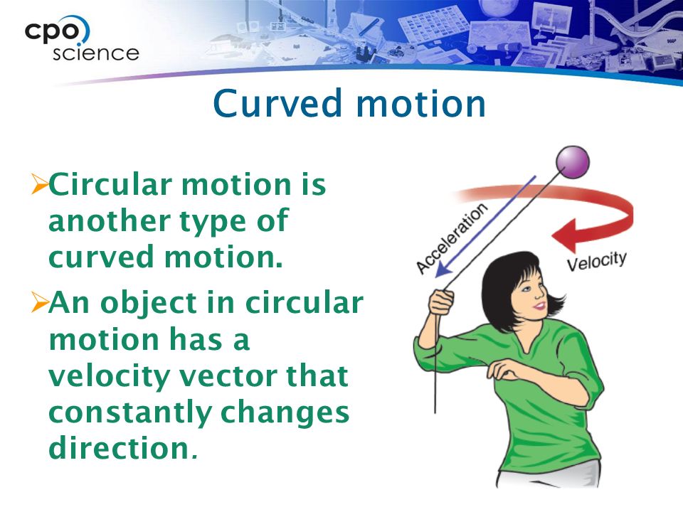 Curved motion  Circular motion is another type of curved motion.