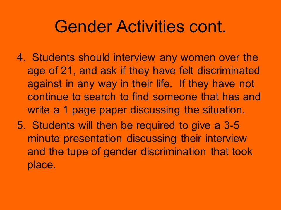 Gender Activities cont. 4.