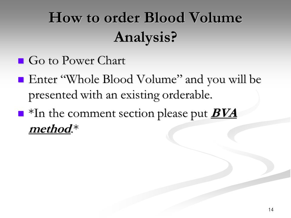 Blood Volume Chart